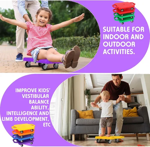 Miniatura 7 de Deekin 16 patinetas con asas, ruedas de plástico para niños, actividades físicas en interiores o exteriores, equipo deportivo y de juego