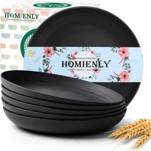 Miniatura 21 de Homienly Juego de 6 platos pequeños de postre de 8 pulgadas, platos profundos de paja de trigo irrompibles para fiestas, campamento, microondas