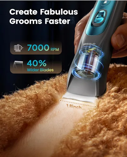Miniatura 3 de Cortaúñas para perros con luz LED oneisall, kit de aseo para perros inalámbrico 2 en 1, cortaúñas para mascotas de 2000mAh, recortador de patas