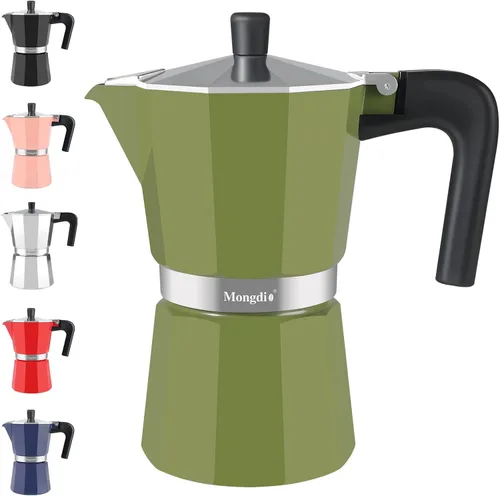 Miniatura 12 de Mongdio - Cafetera de café espresso para estufa Moka, Cafetera Cubana para estufa, Cafetera Mocha Greca Italiana, para 6 tazas de espresso, 10 onzas
