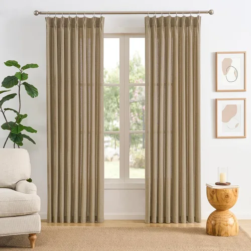 Miniatura 30 de RAIN CITY - Juego de 2 cortinas de 45 pulgadas de largo con plisado con pellizco, cortinas semitraslúcidas para dormitorio, cuarto de bebé