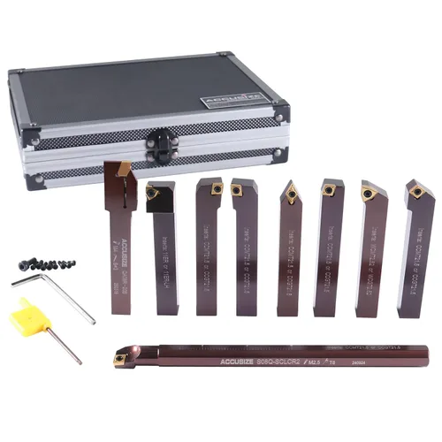 Miniatura 4 de Accusize Industrial Tools 1/2" 9 piezas/juego, herramientas de torneado de carburo indexables y barra de mandrinar, 2988-0012 1/2" Shank 9pc