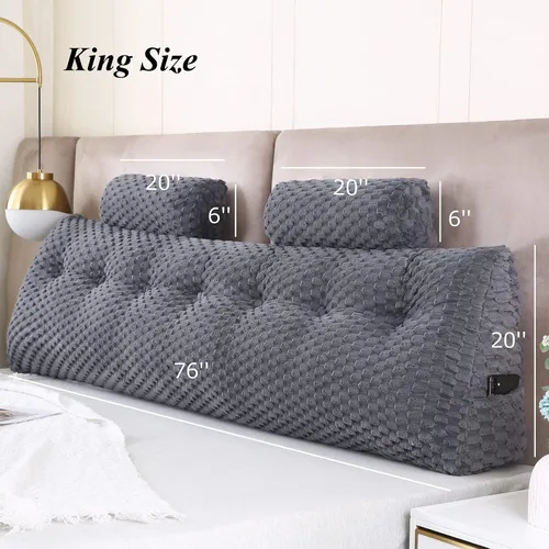 Miniatura 2 de Almohadas de cuña para cabecero + 2 almohadas enrollables para cabecero, cojín grande para reposo en cama, almohadas de lectura, almohadas