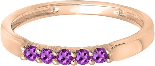 Miniatura 79 de Dazzlingrock Collection Anillo de boda redondo de 5 piedras preciosas o diamantes para mujer en oro macizo de 10 K/14 K/18 K