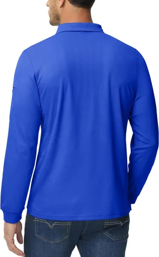 Miniatura 5 de MAGCOMSEN Camisas polo para hombre, 3 botones, secado rápido, manga larga, tácticas, camisa de golf