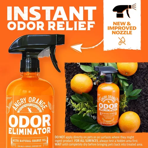 Miniatura 2 de ANGRY ORANGE Eliminador de olores de mascotas para orina de perros y gatos, manchas de alfombras y olores fuertes, limpiador de cítricos con aceite
