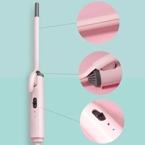 Miniatura 3 de Varita rizadora fina, 0.354 in, pequeña y fina para cabello corto y largo, rizador de pelo de cerámica, rizador de pelo, rizador de cabello fino