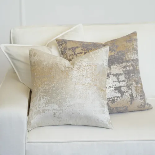 Miniatura 2 de THE-TINOART Fundas de almohada de estilo rústico moderno de 18x18, fundas de almohada decorativas tejidas en jacquard beige y dorado para sofá