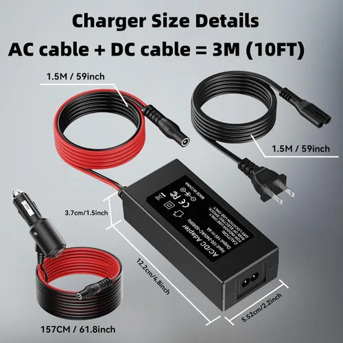 Miniatura 7 de Cable de carga para arrancador de puente NOCO Compatible con arrancador de puente NOCO GB70 GB150 GB250+ GB251+ GB500 GB500+ Genius Boost de litio