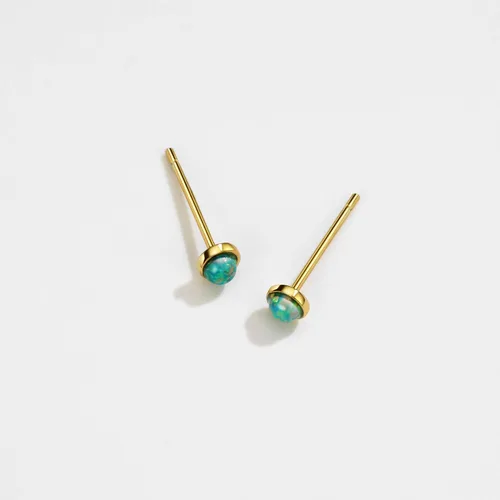 Miniatura 5 de Aretes de ópalo chapados en oro de 18 quilates con piedras preciosas pequeñas y apilables para mujeres y niñas, Plata Gema, Ópalo