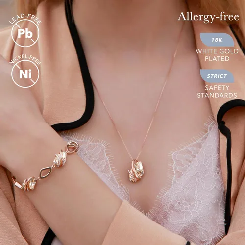 Miniatura 70 de Leafael Wish Stone - Collar con dije chapado en oro rosa de 18 quilates, con cristales de Swarovski, joyería de piedra natal, 18 pulgadas + 2