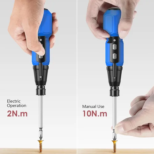 Miniatura 4 de LOFICOPER Juego de destornilladores eléctricos, mini kit de destornilladores inalámbricos con soportes para puntas, luz de trabajo LED, cable de Azul