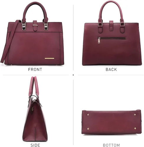 Miniatura 3 de Bolso de mano para mujer, con solapa, con correa y asa superior, bolso de trabajo, con correa a juego