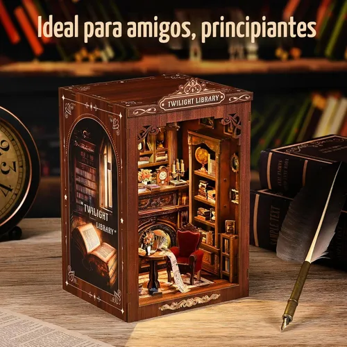Miniatura 7 de KERNOWO Kit de Rincón de Libros, Rompecabezas de Madera 3D DIY para Adultos, Adolescentes y Principiantes, Kit de Casa Miniatura en Miniatura