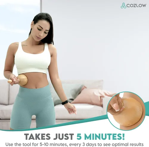 Miniatura 6 de COZLOW Taza de masaje de terapia de madera, masajeador de maderoterapia para esculpir el cuerpo, liberación de fascia y drenaje linfático