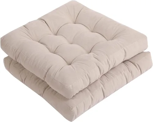 Miniatura 15 de Tiita Juego de 2 cojines redondos para sillas de oficina, 22 x 22 pulgadas, para exteriores, para adultos, sentados, patio, jardín, beige