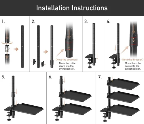 Miniatura 7 de Estante de Escritorio de Metal de 3 Niveles con Abrazadera – Almacenamiento giratorio de 360° encima/debajo de la mesa, organizador de escritorio