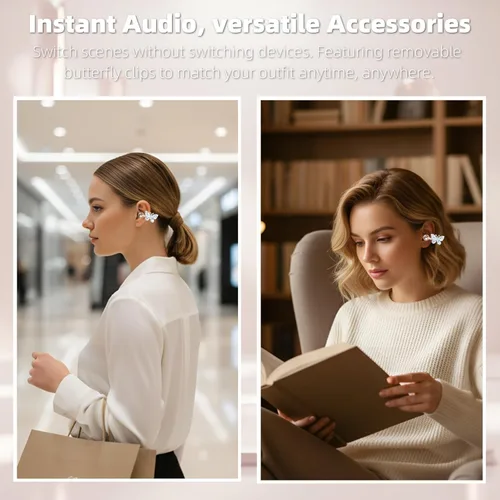 Miniatura 5 de Auriculares con clip, auriculares de oreja abierta, auriculares inalámbricos Bluetooth con clip, auriculares para mujeres, aretes de joyería