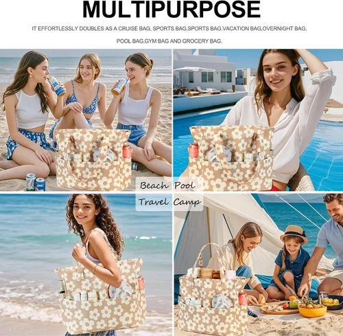 Miniatura 5 de Bluboon - Bolsa de playa impermeable para mujer, extra grande, con compartimento húmedo, para llevar de fin de semana, bolsa de piscina para viajes
