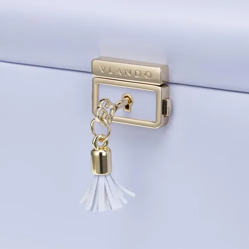 Miniatura 54 de vlando joyero organizador clásico de piel sintética con espejo y con llave