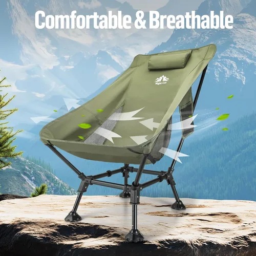 Miniatura 4 de Night Cat Silla de camping de respaldo alto: silla de mochilero ligera y cómoda con soporte para la cabeza y pies antihundimiento para senderismo