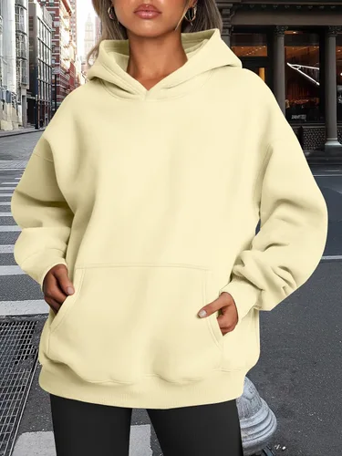 Miniatura 244 de Trendy Queen - Sudaderas extragrandes con capucha para mujer, suéteres de manga larga, sin botones, de vellón, de otoño, ropa de invierno