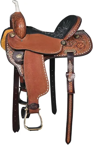 Miniatura 9 de HILASON Western Horse Barrel Racing Saddle Trail American Leather Western Saddle Saddle for Horses Barrel Racing Saddle