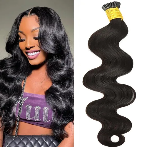 Miniatura 5 de Extensiones de cabello humano ondulado con punta I para mujer, extensiones de cabello Remy con punta de palo de fusión fría, pegamento de queratina
