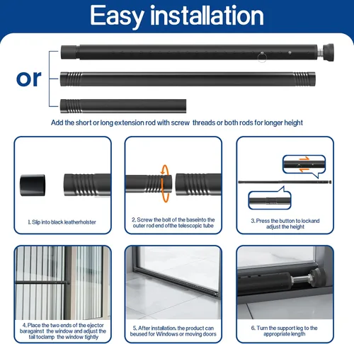 Miniatura 5 de Barra de Seguridad para Puerta Corredera, Barra de Seguridad Interior para Ventana, Barra de Bloqueo Ajustable de 17-50 Pulgadas para Puerta/Ventana