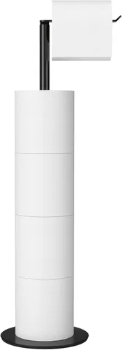 Soporte y dispensador de papel higiénico negro para 4 rollos de repuesto, estante de almacenamiento de rollos de papel higiénico de acero