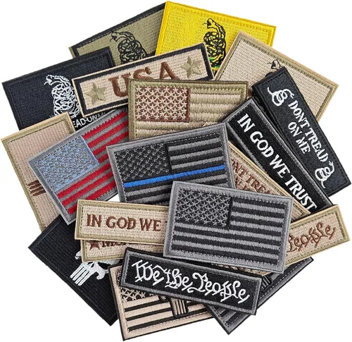 Miniatura 7 de AXEN American Flag Patches Pack, Tactical Morale US Flag Patch Pack Loop and Hook Fasten for Backpack Hat Cap Uniform Vest, Pack of 20