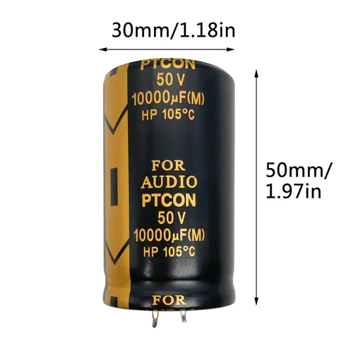 Miniatura 2 de 2 piezas 50 V 10000 uF Capacitor electrolítico Snap-in 30x50 mm (1,18x1,96 pulg) Filtro de amplificador de potencia Capacitor electrolítico de audio