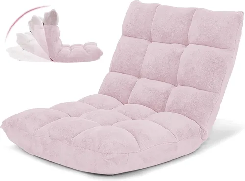 Miniatura 13 de GOFLAME Sofá de suelo plegable de 14 posiciones, sofá ajustable para juegos, silla acolchada, cama plegable para dormir para sala de estar, Negro
