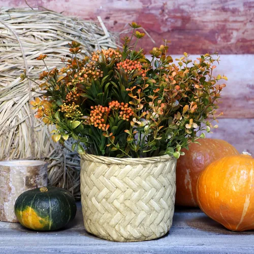 Miniatura 6 de 6 paquetes de flores artificiales de otoño, decoraciones de otoño, hojas verdes, arbustos para Acción de Gracias, hogar, cocina, habitación