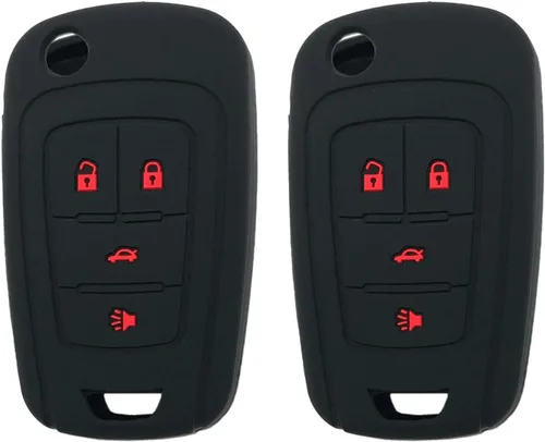 Miniatura 2 de Funda Protectora de Silicona para Llavero Compatible con Chevy Camaro Cruze Malibu Equinox Sonic Impala Llavero de Entrada sin Llave (Negro)