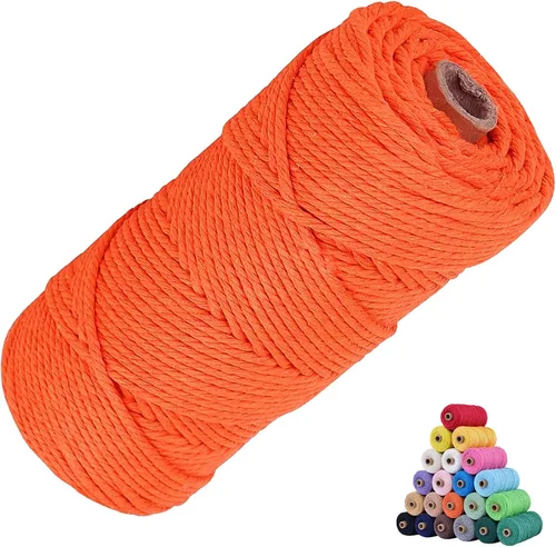 Miniatura 59 de Cuerda de algodón para macramé, de 0.11 pulgadas x 109 yardas, cuerda de macramé natural marrón, suministros perfectos de algodón para hacer
