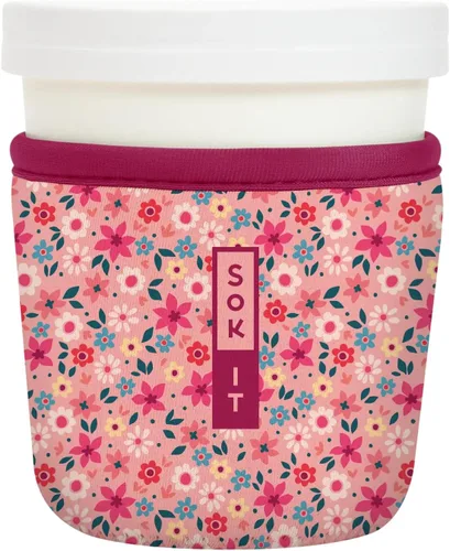 Miniatura 96 de Sok It IceCreamSok - Funda de neopreno aislada (flores abstractas, pintas de helado cónicas)