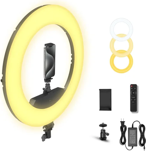 Miniatura 9 de Kit de Luz de Anillo Grande con Soporte de 79", [Nueva Versión] 55W 6700K Regulable, Trípode de Luz de Anillo LED Grande de 18", Soporte Doble