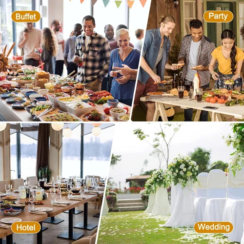 Miniatura 8 de Nova Microdermabrasion Juego de 6 platos de bufé de acero inoxidable de 5 cuartos de galón, calentadores de alimentos para catering, fiestas