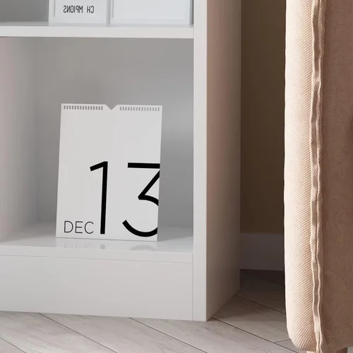 Miniatura 8 de ECACAD Estantería de madera con estantes abiertos de 3 niveles, organizador de almacenamiento de 8 cubos para sala de estar, oficina en casa, blanco