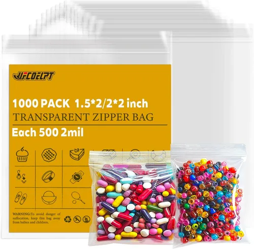Miniatura 22 de 11 x 14 bolsas grandes de plástico con cierre de 100 unidades, 2 mil, 1.5 galones tamaño bolsa de almacenamiento con cremallera para el hogar