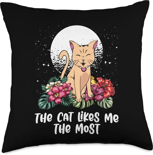 Miniatura 4 de The Cat Likes Me the Most Cat Mom Funny Cat Dad Humor Throw Pillow