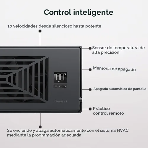 Miniatura 4 de BIOWIND Ventilador silencioso de refuerzo de registro se adapta a agujeros de registro de 4" x 10", ventilador de salida de aire acondicionado de 10