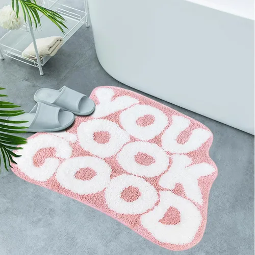Miniatura 17 de Scalloped Grey Bath Rug, Get Naked Cute Bathroom Rug, Soft Absorbent Quick Dry Bath Mat, TPR Non Slip Backing, Microfiber Mat for Shower Tub Sink