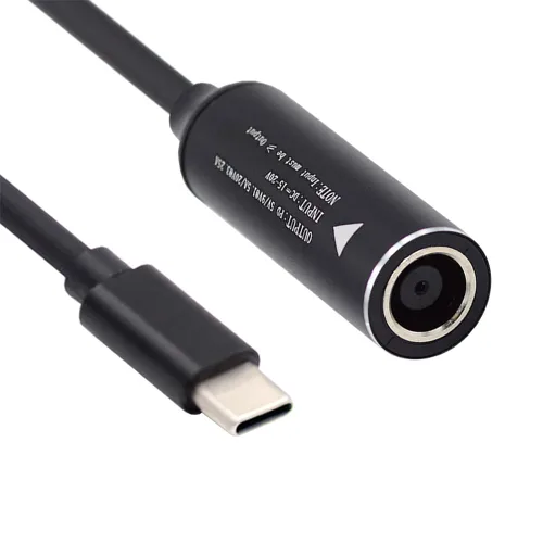 Miniatura 12 de cablecc 0.098x0.028 in Entrada DC Jack a USB-C Tipo-C Cable de carga de enchufe de alimentación para PD 9V 15V 20V 65W Teléfono portátil
