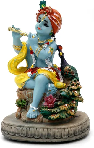 Miniatura 8 de Estatua hindú de Dios Señor Krishna – 4.3 pulgadas de alto, ídolo indio Krishna, escultura para oficina en casa, templo mandir, regalos Puja