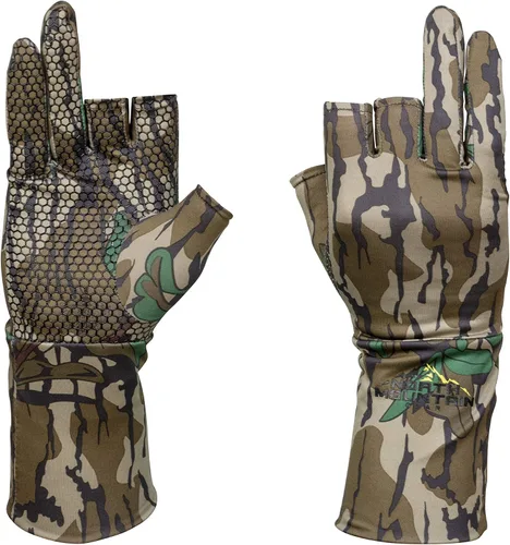 Miniatura 11 de North Mountain Gear Guantes de caza de camuflaje para hombre, sin dedos, forro de guante ligero Mossy Oak Bottomland