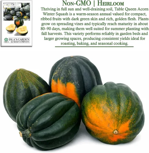 Miniatura 3 de Table Queen - Semillas de calabaza de invierno de bellota para plantar, más de 30 semillas de reliquia por paquete, semillas de jardín