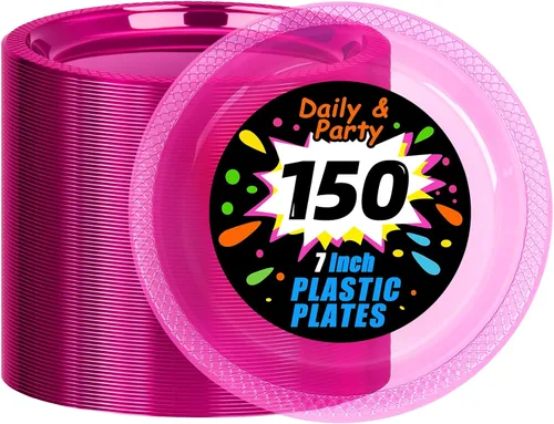 Miniatura 10 de WELLIFE Platos de postre negros de 7 pulgadas, 150 unidades, platos de postre de plástico desechables para fiestas, pasteles, aperitivos, ensaladas