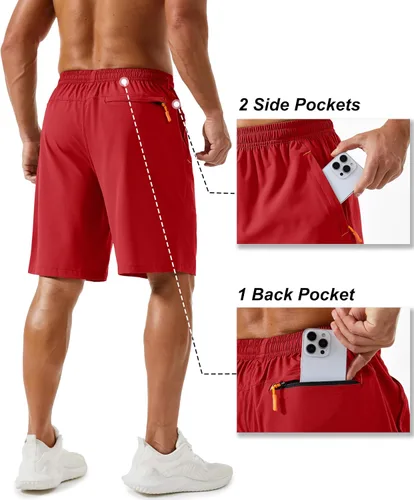 Miniatura 128 de TACVASEN Pantalones cortos deportivos para correr para hombre, 9 pulgadas, de secado rápido, pantalones cortos ligeros de verano, 3 bolsillos